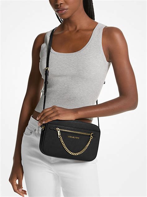 michael michael kors signature jet set large crossbody|michael kors saffiano jet set.